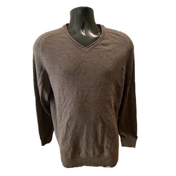 Rodd & Gunn Mens XL V Neck Sweater Merino Wool European Italy Yarn Gray Pullover - Picture 1 of 7